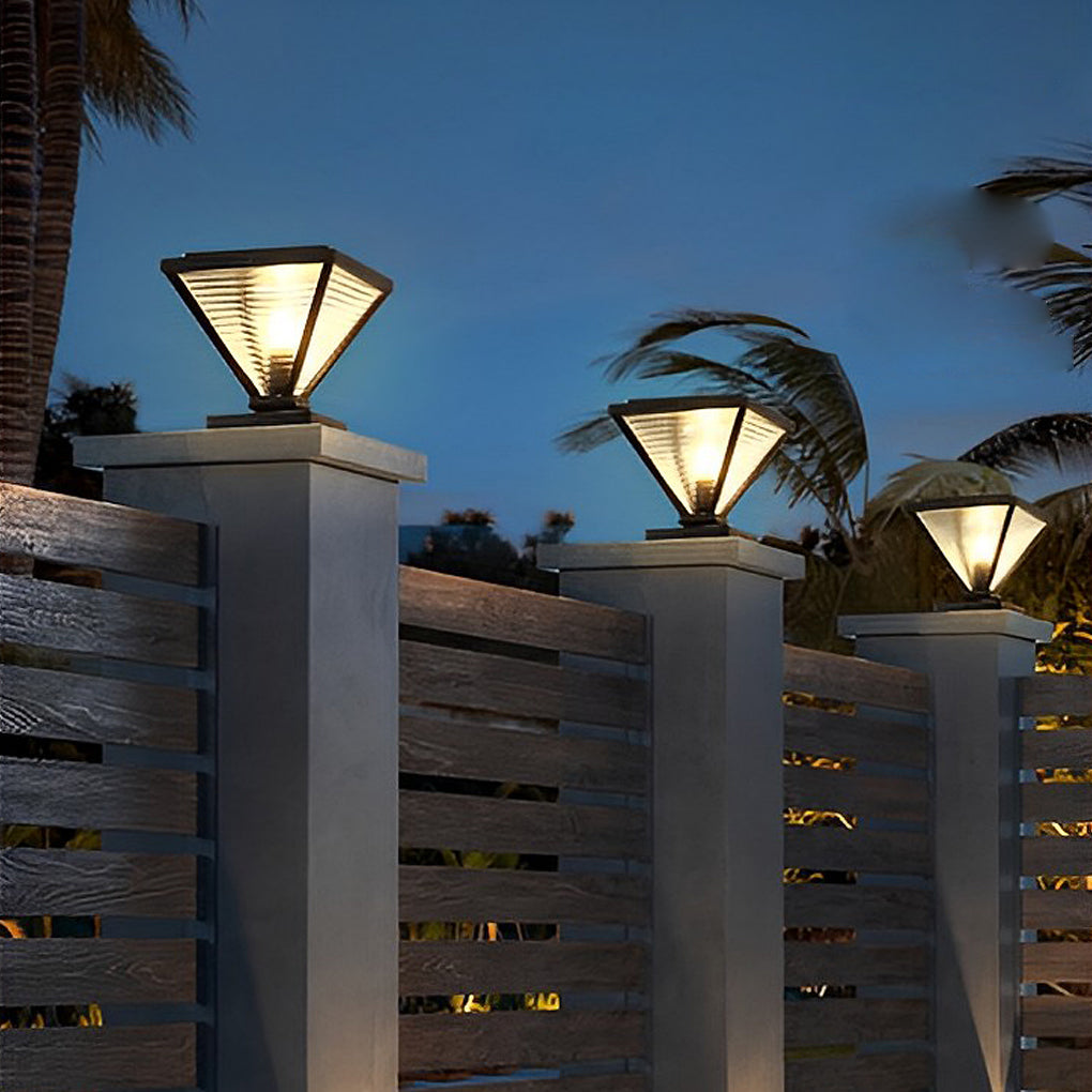 Modern Black Square Solar Fence Post Lights Waterproof Outdoor Garden Deck Cap Lighting