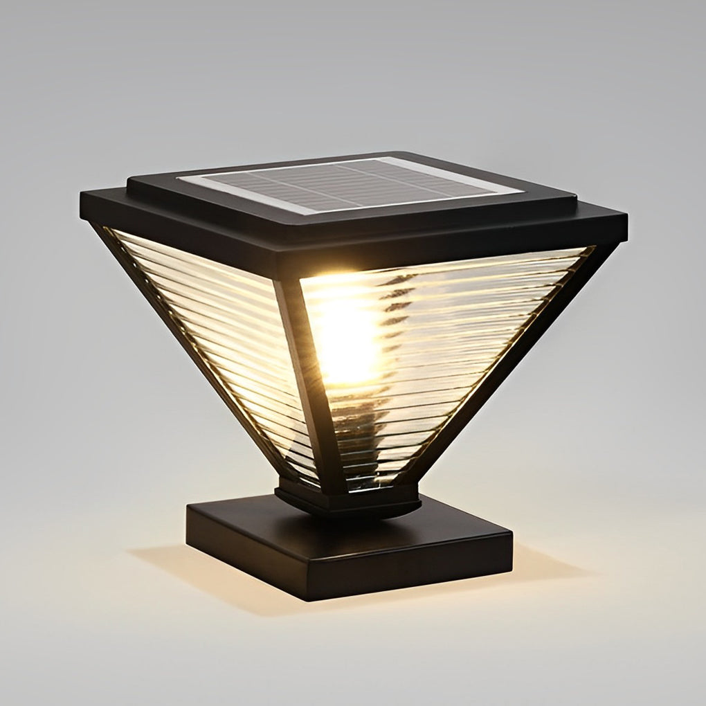 Modern Black Square Solar Fence Post Lights Waterproof Outdoor Garden Deck Cap Lighting