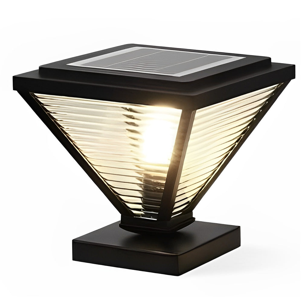 Modern Black Square Solar Fence Post Lights Waterproof Outdoor Garden Deck Cap Lighting