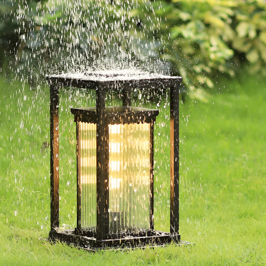 Modern Black Square Solar Landscape Pathway Lights Waterproof Outdoor Garden Lawn Lighting