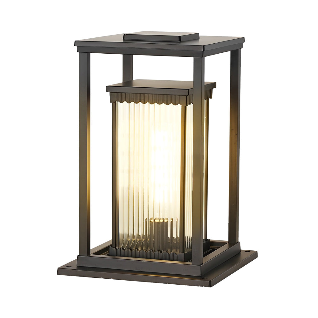 Modern Black Square Solar Landscape Pathway Lights Waterproof Outdoor Garden Lawn Lighting