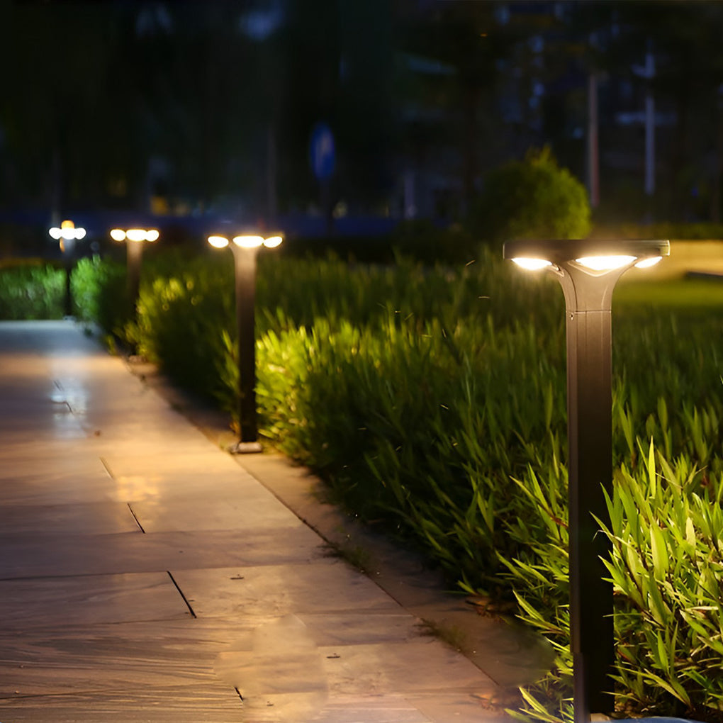 Modern Black Square Solar LED Outdoor Path Lights for Garden and Driveway Pathways