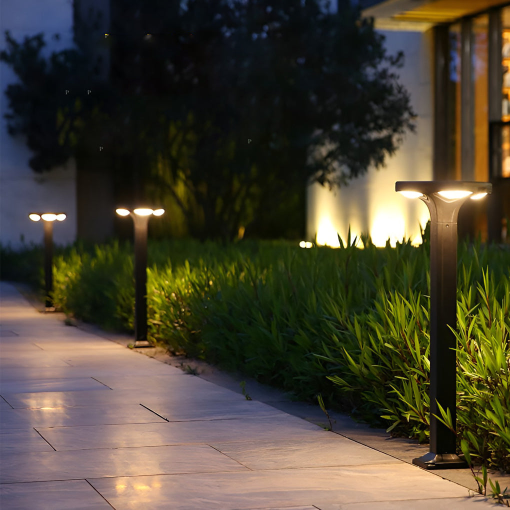 Modern Black Square Solar LED Outdoor Path Lights for Garden and Driveway Pathways