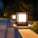 Modern Black Square Solar Post Lamp Waterproof Outdoor LED Pillar Light for Garden and Patio