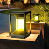 Modern Black Square Solar Powered Fence Post Light Waterproof LED Garden Lantern