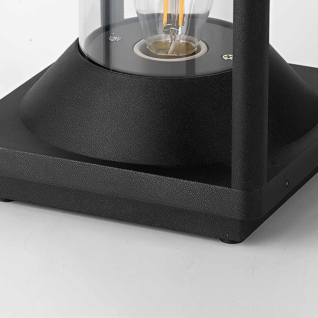 Modern Black Square Solar Powered Fence Post Light Waterproof LED Garden Lantern