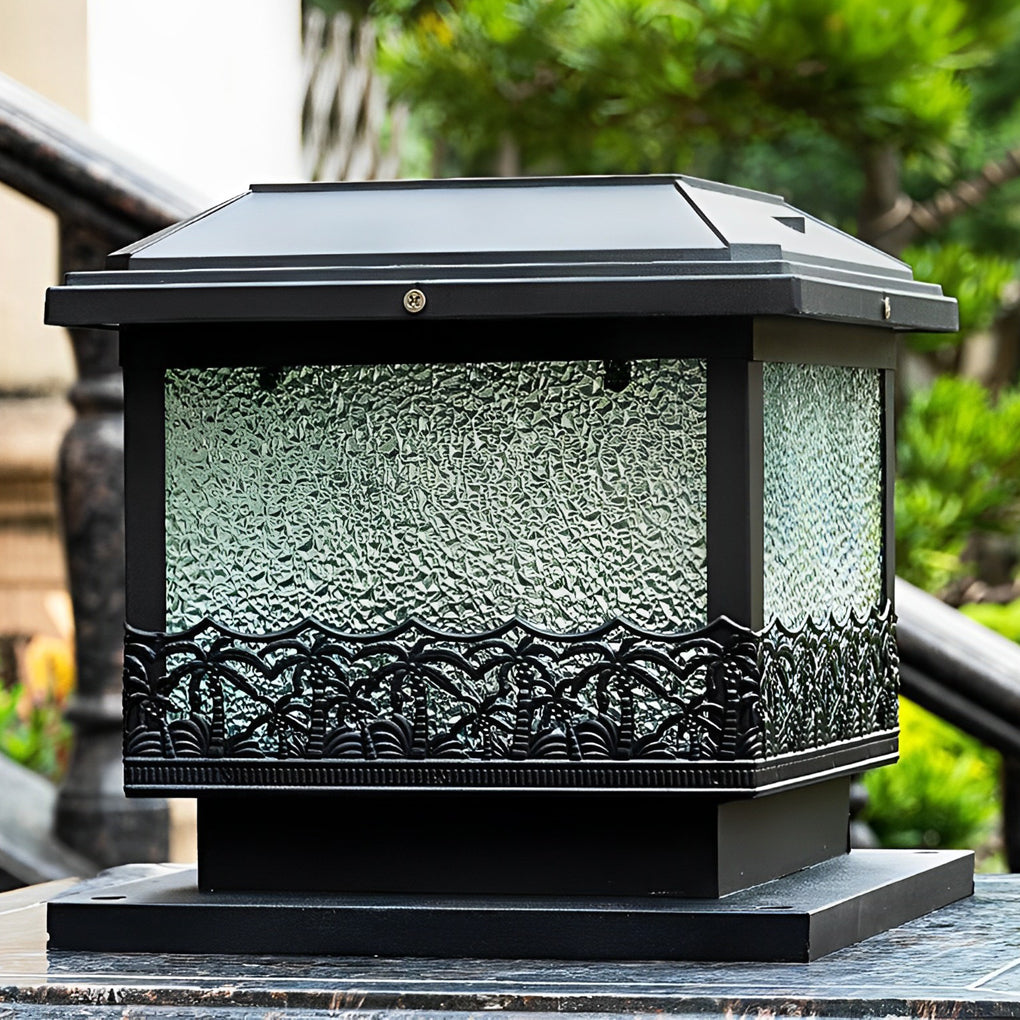 Modern Black Square Solar Powered LED Fence Post Cap Lights for Outdoor Garden Path and Deck Lighting