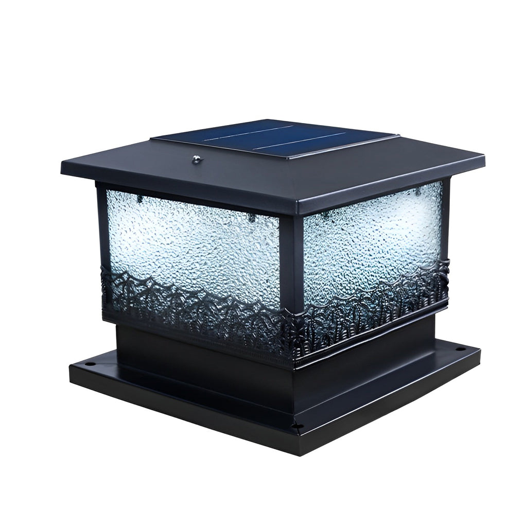 Modern Black Square Solar Powered LED Fence Post Cap Lights for Outdoor Garden Path and Deck Lighting