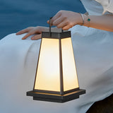 Modern Black Square Solar Powered LED Outdoor Lantern for Garden and Patio