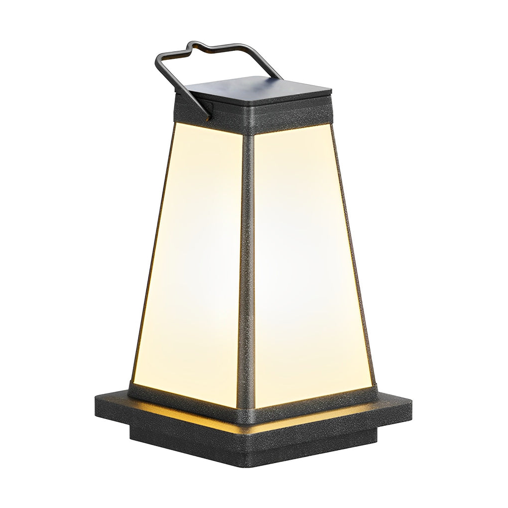 Modern Black Square Solar Powered LED Outdoor Lantern for Garden and Patio