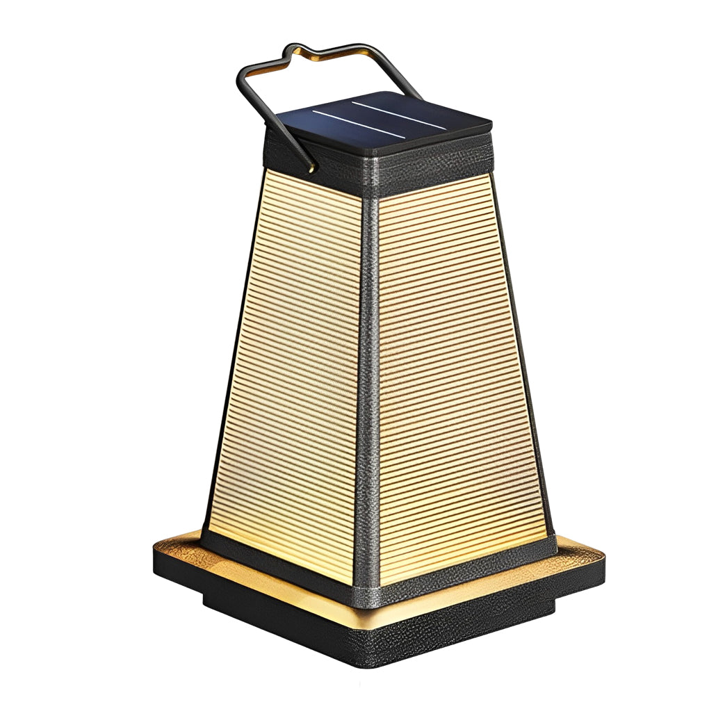 Modern Black Square Solar Powered LED Outdoor Lantern for Garden and Patio