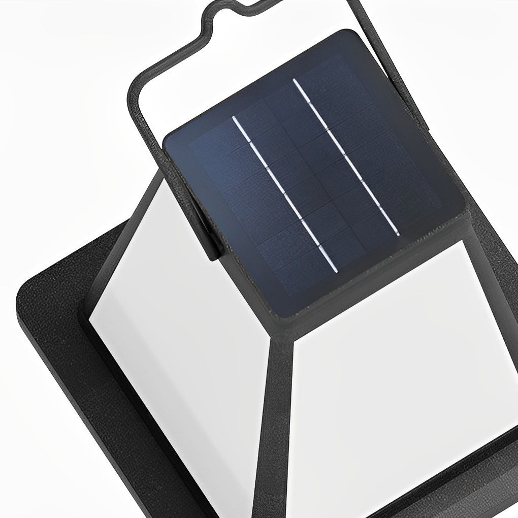 Modern Black Square Solar Powered LED Outdoor Lantern for Garden and Patio
