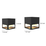 Modern Black Square Waterproof LED Outdoor Fence Post Light with Integrated Flowerpot Planter