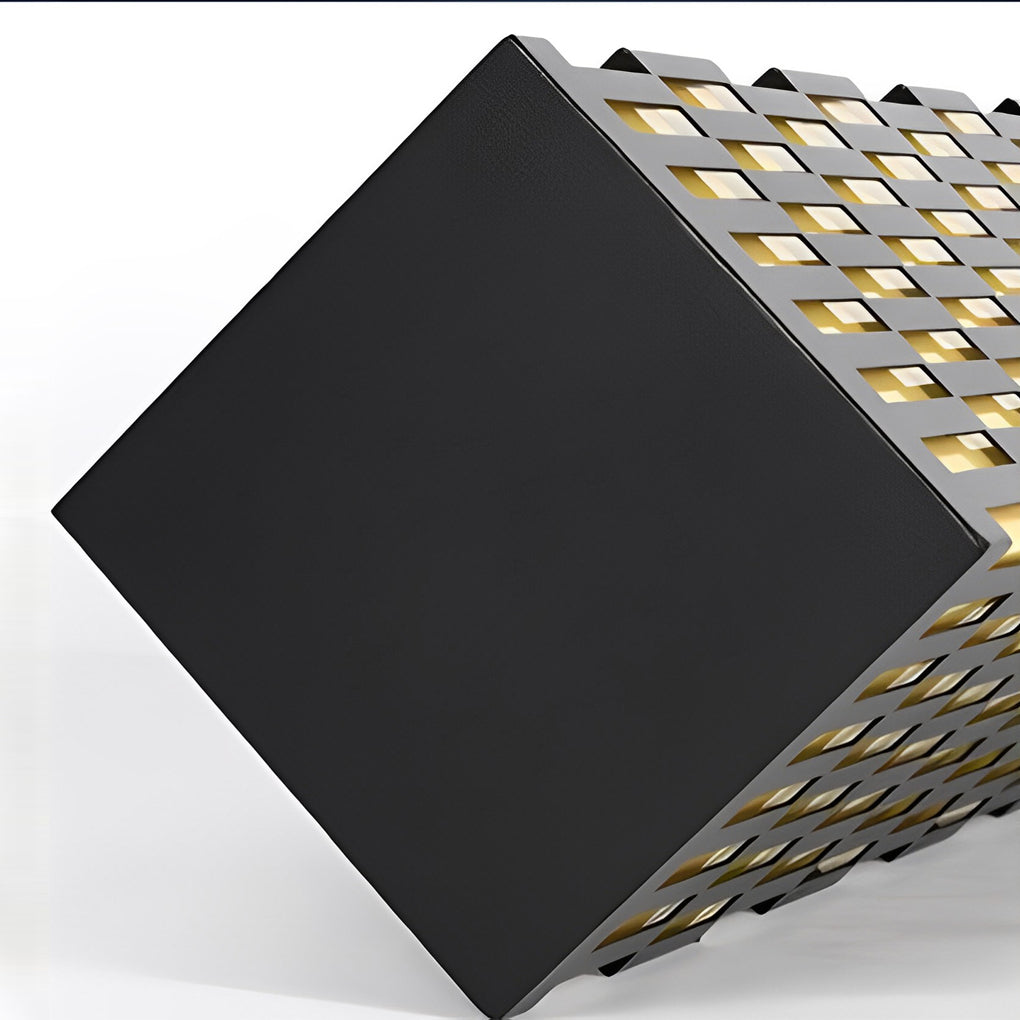 Modern Black Waterproof LED Lawn Light with Retro Grid Design for Outdoor Pathway and Garden