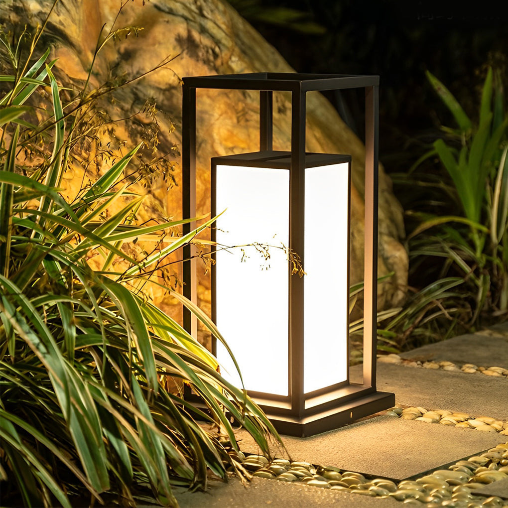 Modern Black Waterproof LED Solar Fence Post Lights Outdoor Pillar Lamp for Patio Garden