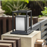 Modern Black Waterproof LED Solar Fence Post Lights Outdoor Pillar Lamp for Patio Garden