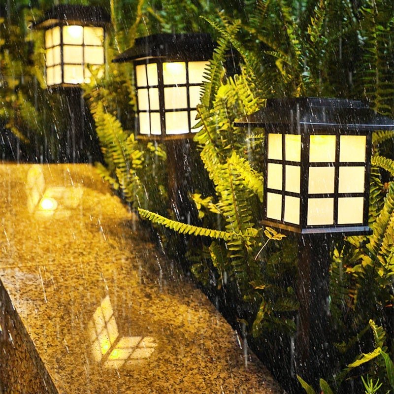 Modern Black Waterproof LED Solar Powered Outdoor Pathway Lights for Garden Landscape Decoration