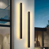 Modern Black Waterproof Outdoor Long Strip LED Wall Lamp for Gardens and Porches