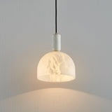 Modern Blair Alabaster Hanging Light with Brass Details and Natural Stone Shade for Kitchen