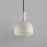 Modern Blair Alabaster Hanging Light with Brass Details and Natural Stone Shade for Kitchen