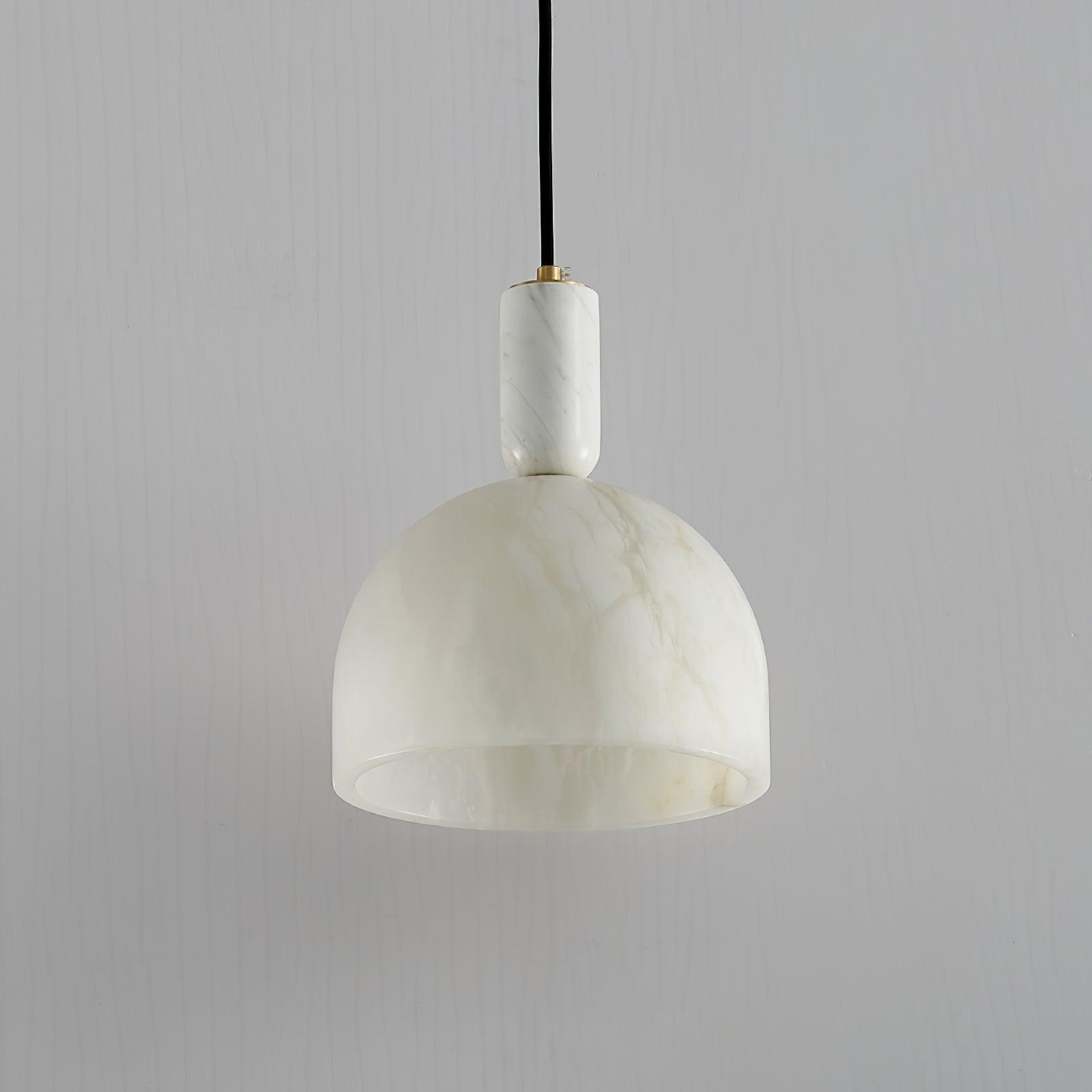 Modern Blair Alabaster Hanging Light with Brass Details and Natural Stone Shade for Kitchen
