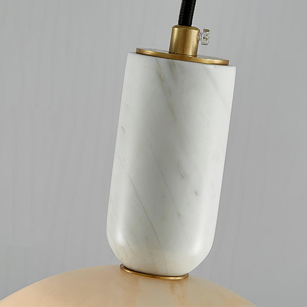Modern Blair Alabaster Hanging Light with Brass Details and Natural Stone Shade for Kitchen