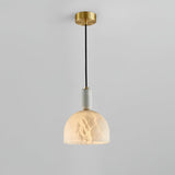Modern Blair Alabaster Hanging Light with Brass Details and Natural Stone Shade for Kitchen