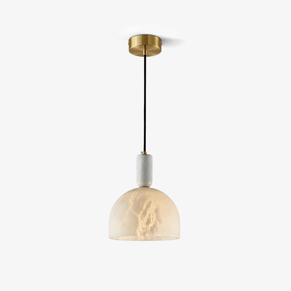 Modern Blair Alabaster Hanging Light with Brass Details and Natural Stone Shade for Kitchen