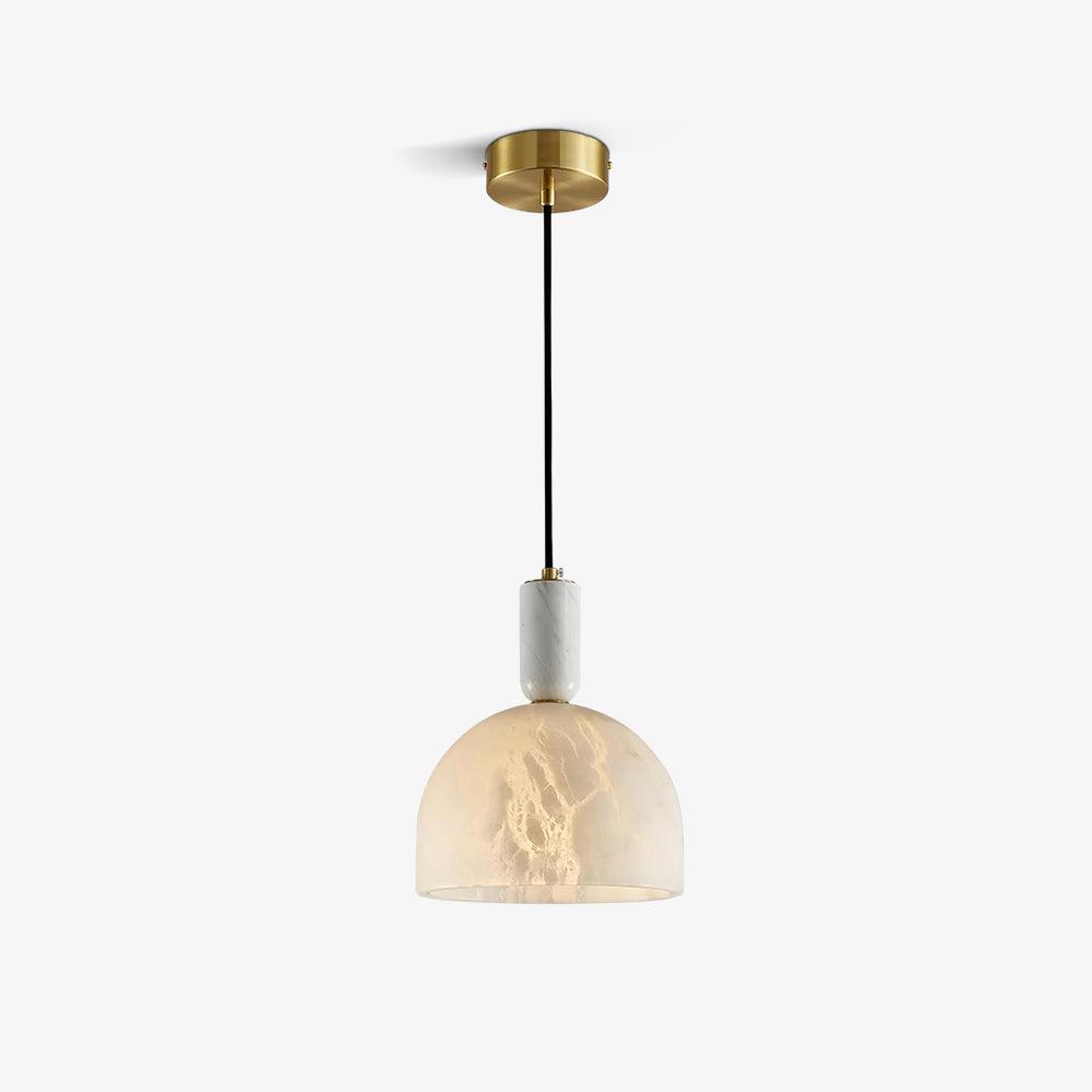 Modern Blair Alabaster Hanging Light with Brass Details and Natural Stone Shade for Kitchen