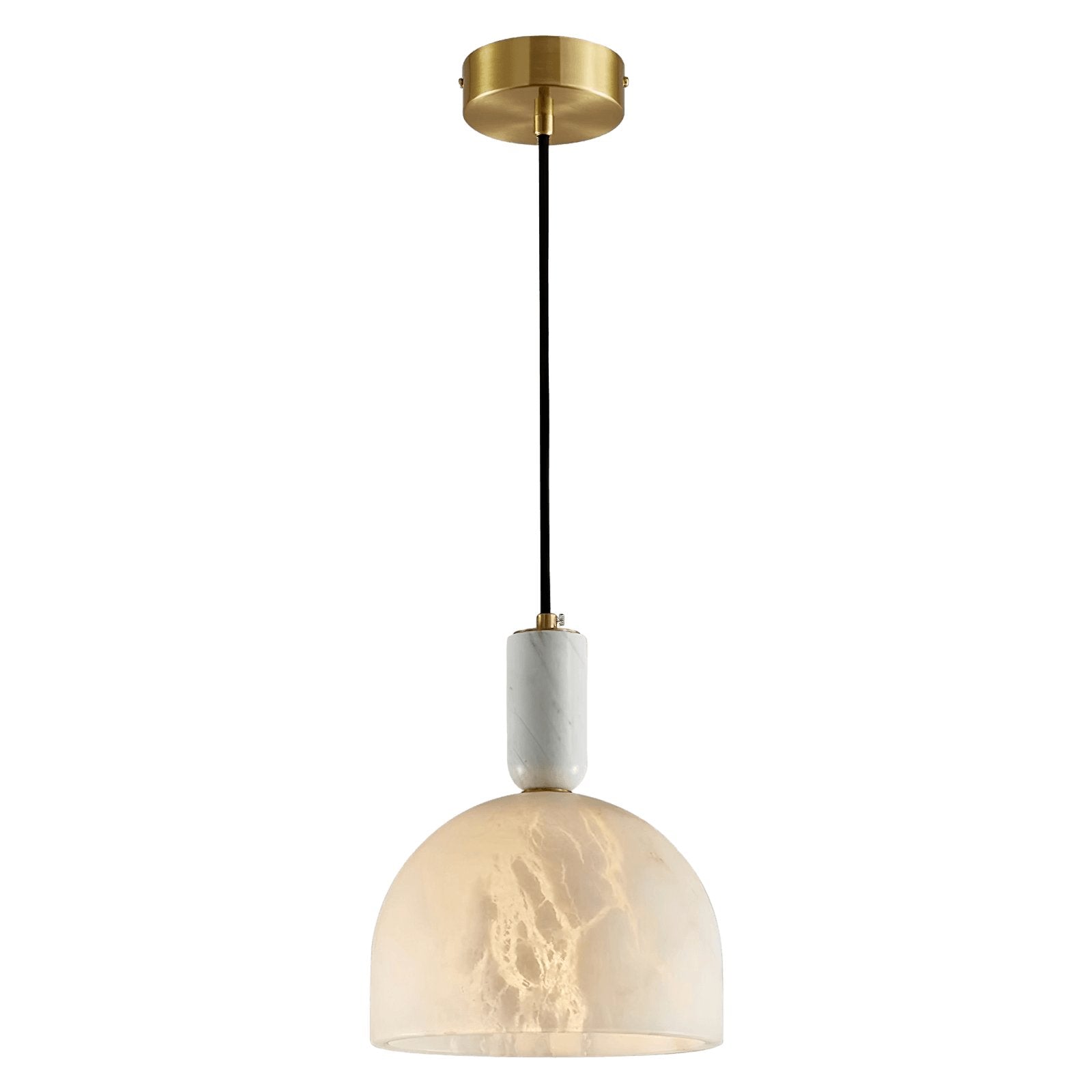 Modern Blair Alabaster Hanging Light with Brass Details and Natural Stone Shade for Kitchen