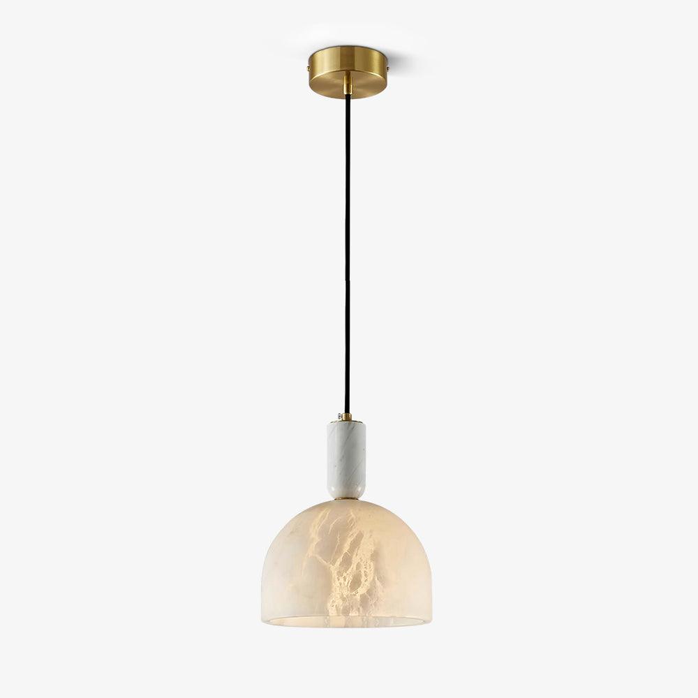 Modern Blair Alabaster Hanging Light with Brass Details and Natural Stone Shade for Kitchen