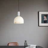 Modern Blair Alabaster Hanging Light with Brass Details and Natural Stone Shade for Kitchen