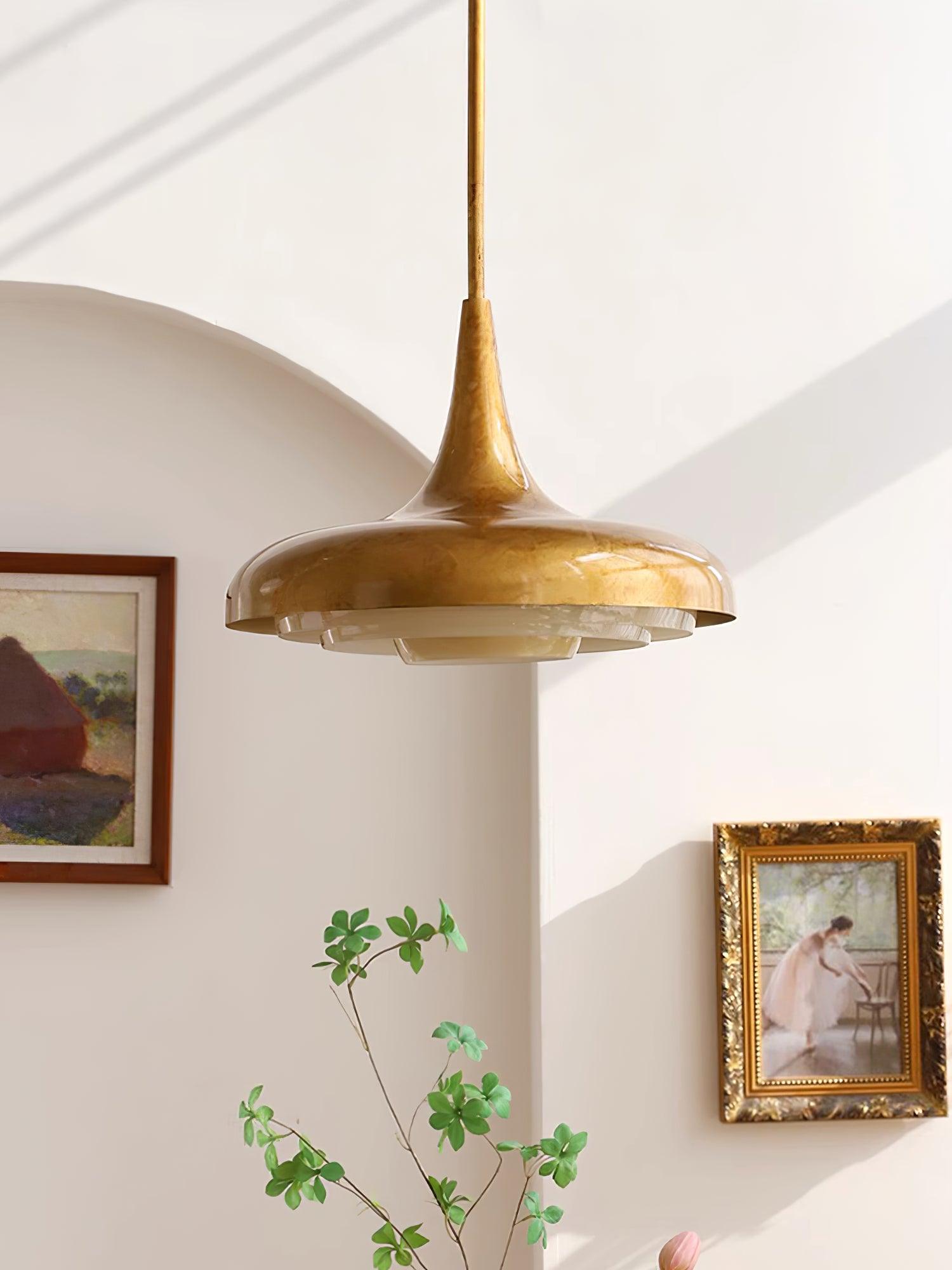Modern Blossom Flower Glass Pendant Light Gold Floral Ceiling Hanging Fixture