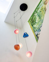 Modern Blown Glass Grid Pendant Light LED Geometric Hanging Lamp for Elegant Interior Lighting