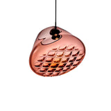 Modern Blown Glass Grid Pendant Light LED Geometric Hanging Lamp for Elegant Interior Lighting