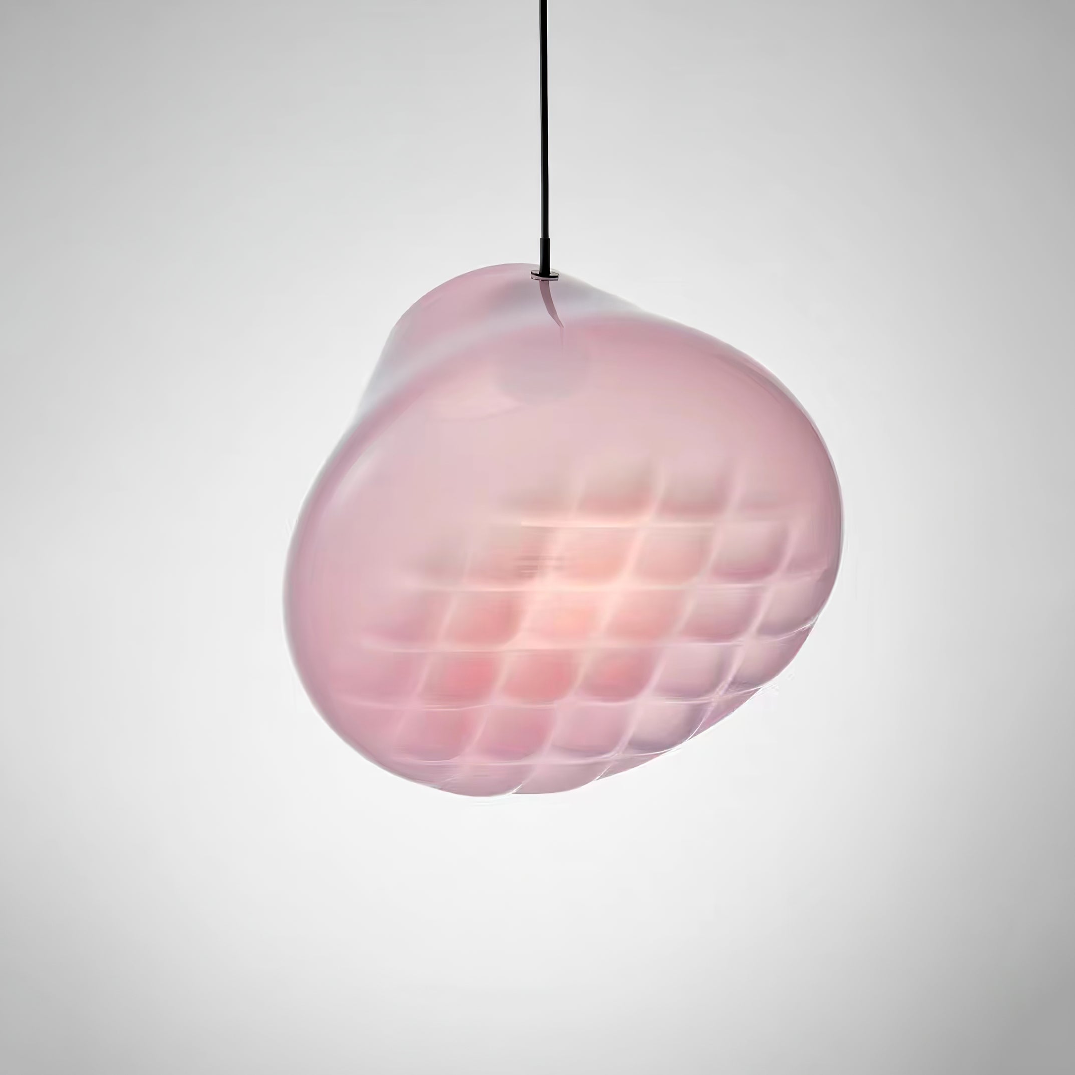 Modern Blown Glass Grid Pendant Light LED Geometric Hanging Lamp for Elegant Interior Lighting