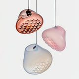 Modern Blown Glass Grid Pendant Light LED Geometric Hanging Lamp for Elegant Interior Lighting