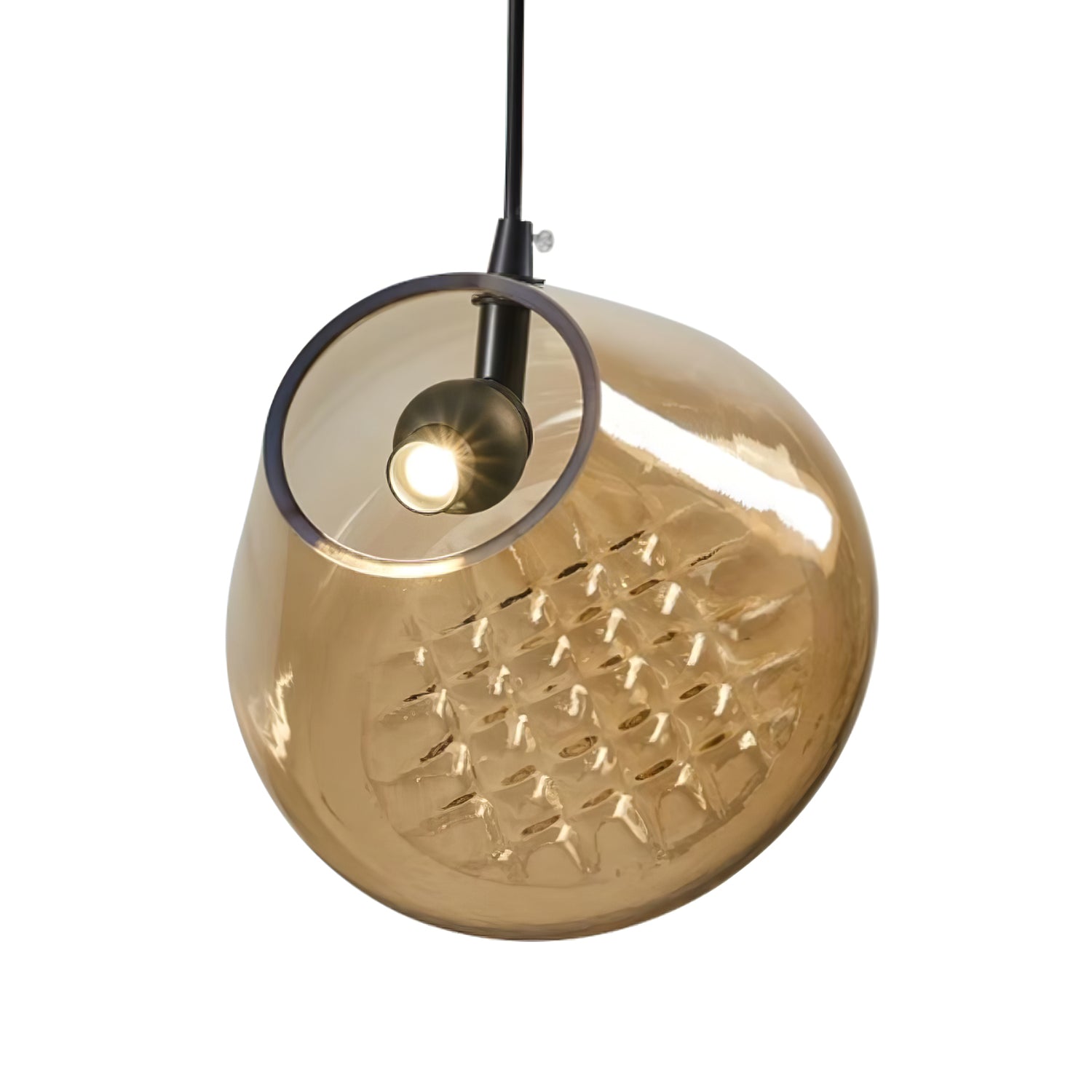 Modern Blown Glass Grid Pendant Light LED Geometric Hanging Lamp for Elegant Interior Lighting