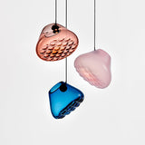 Modern Blown Glass Grid Pendant Light LED Geometric Hanging Lamp for Elegant Interior Lighting