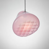 Modern Blown Glass Grid Pendant Light LED Geometric Hanging Lamp for Elegant Interior Lighting