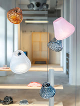 Modern Blown Glass Grid Pendant Light LED Geometric Hanging Lamp for Elegant Interior Lighting