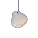 Modern Blown Glass Grid Pendant Light LED Geometric Hanging Lamp for Elegant Interior Lighting