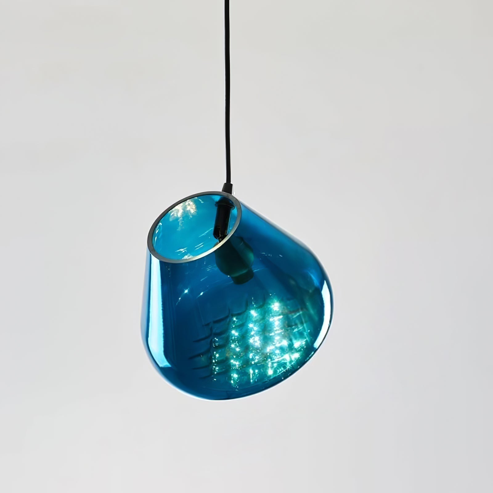 Modern Blown Glass Grid Pendant Light LED Geometric Hanging Lamp for Elegant Interior Lighting