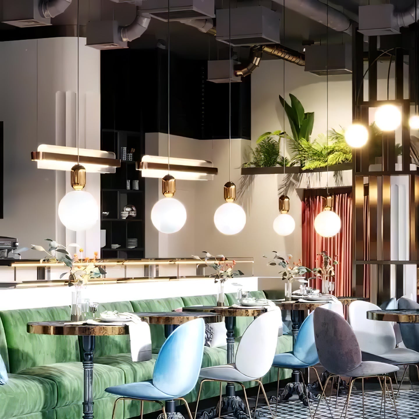 Modern Blown Glass Pendant Light with Minimalist Metal Frame for Contemporary Indoor Spaces