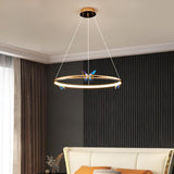 Modern Blue Crystal Butterfly LED Chandelier Luxury Gold Hanging Pendant Light