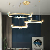 Modern Blue Crystal Butterfly LED Chandelier Luxury Gold Hanging Pendant Light