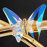 Modern Blue Crystal Butterfly LED Chandelier Luxury Gold Hanging Pendant Light