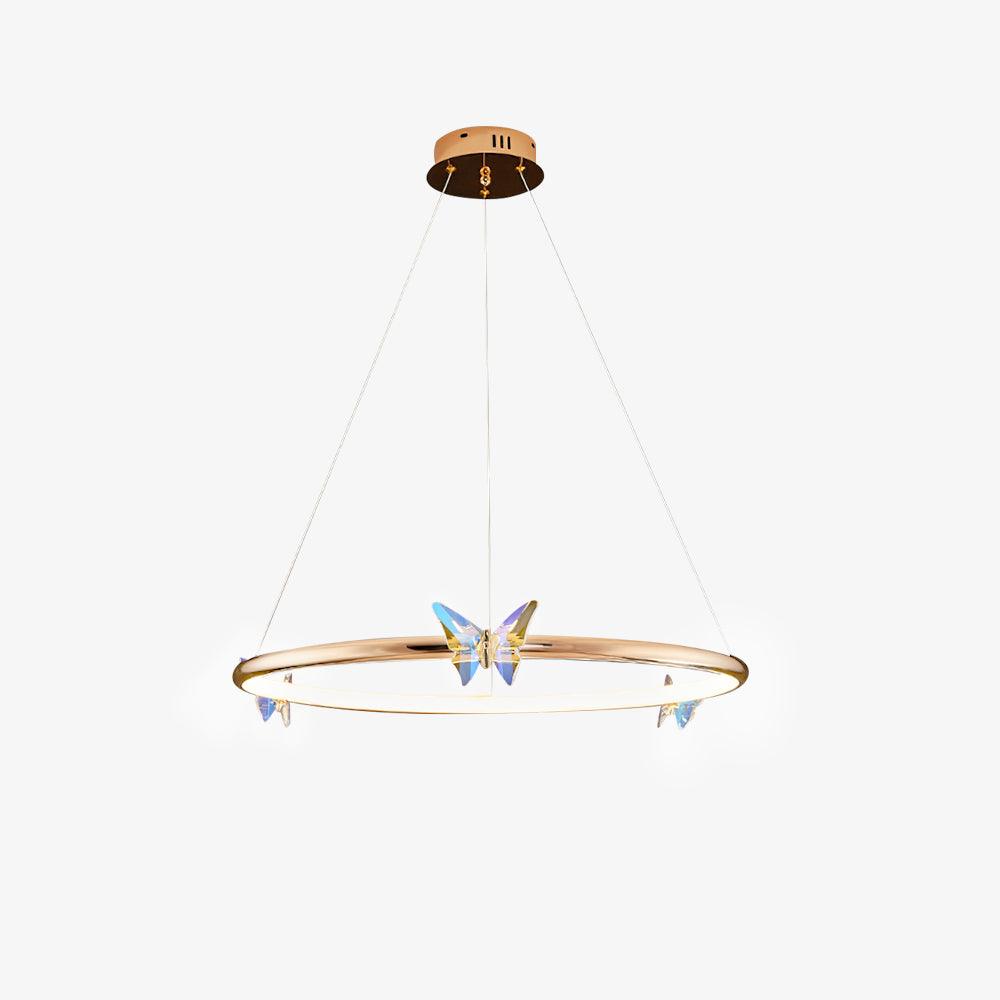 Modern Blue Crystal Butterfly LED Chandelier Luxury Gold Hanging Pendant Light