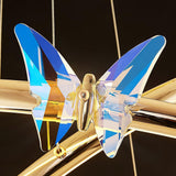 Modern Blue Crystal Butterfly LED Chandelier Luxury Gold Hanging Pendant Light