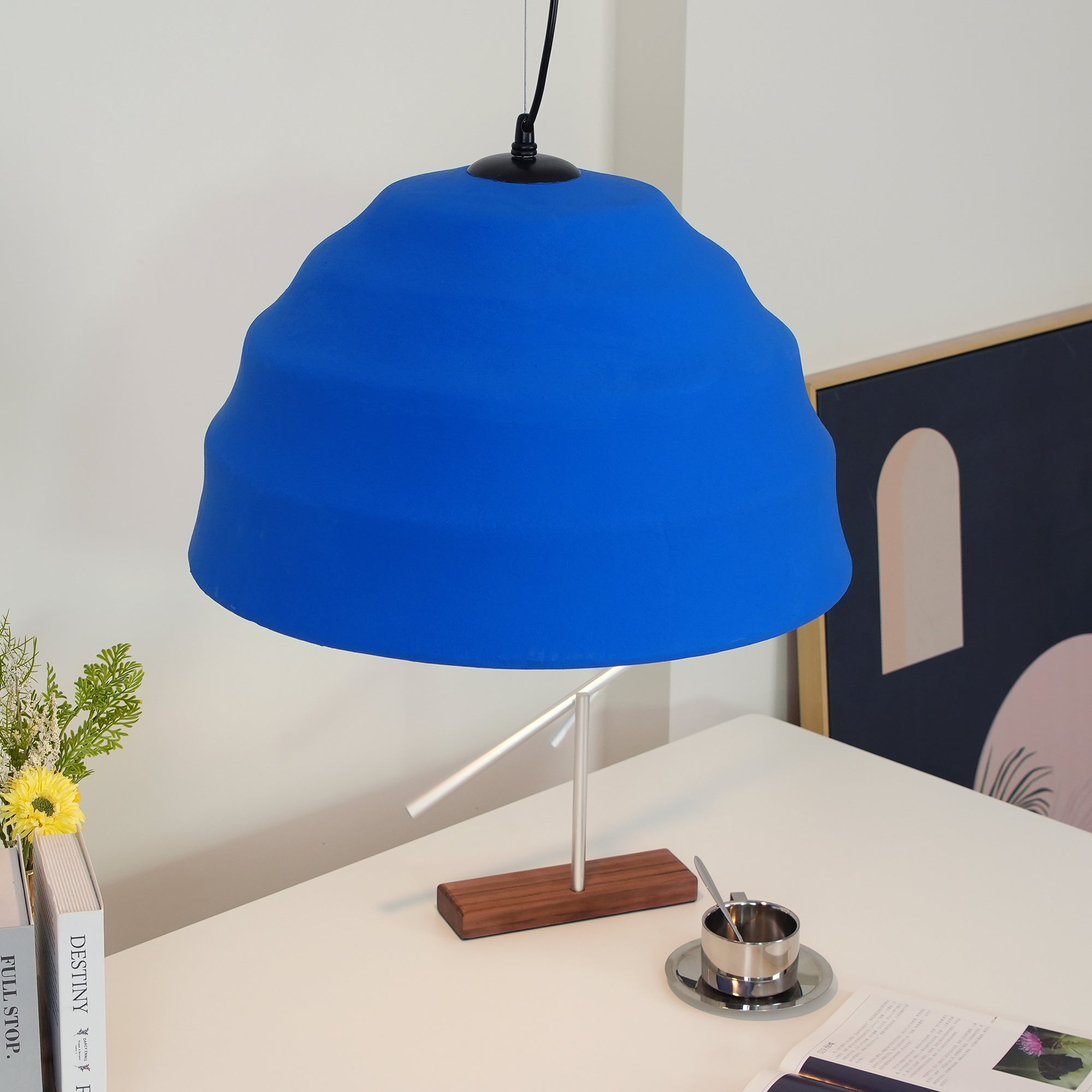 Modern Blue Polystyrene Pendant Light Eco Friendly Recycled Pluto Hanging Lamp for Indoor Use